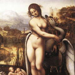 reproductie Leda and the swan van Leonardo Da Vinci